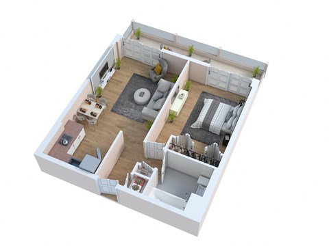 one bedroom floor plan at The Riverview (55+), Sacramento
